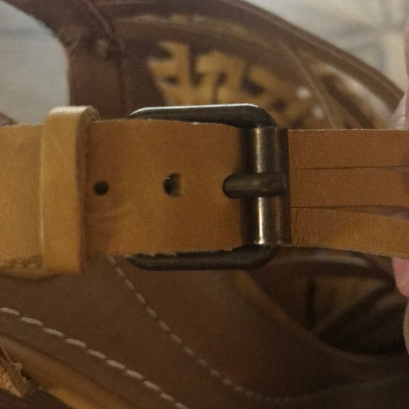 FOSSIL Harmony Hurache Yellow Leather Wedges - Picture 6 of 8